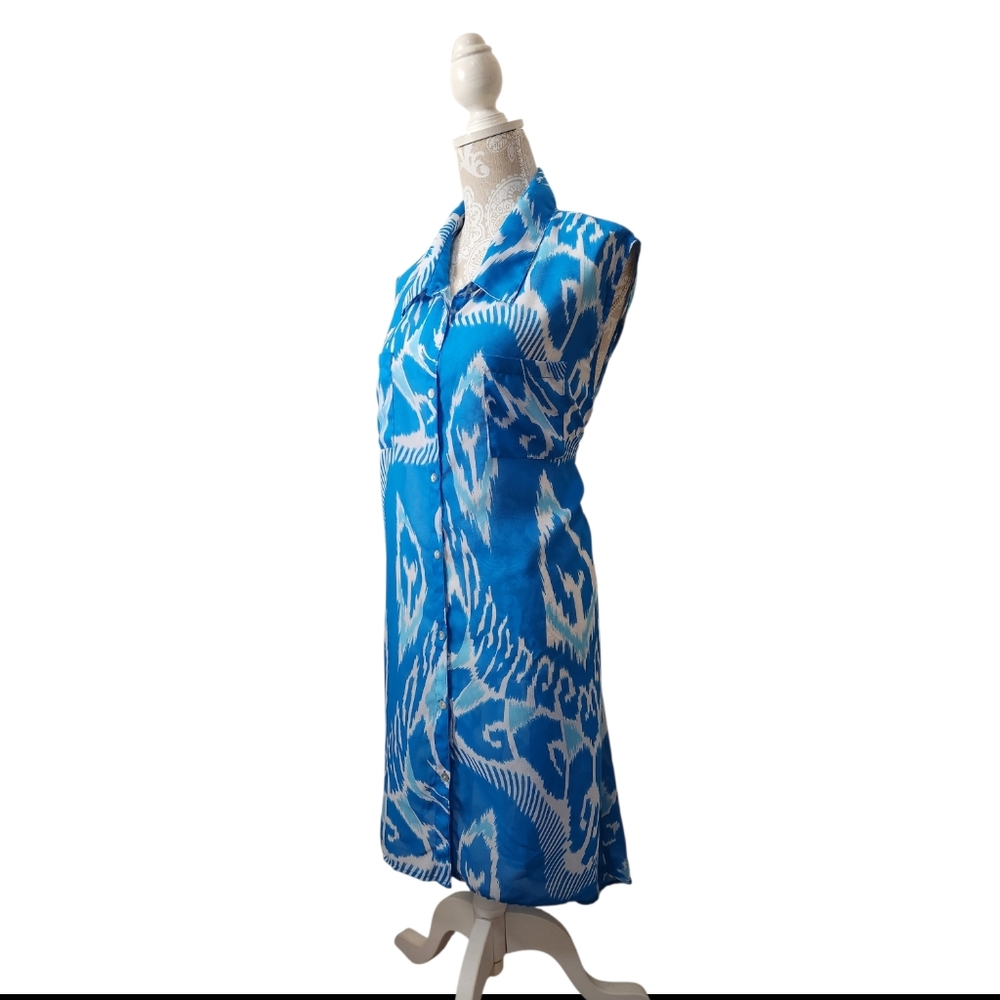 Club Z Blue & White Resortwear Vacation Swim Cover-up Tunic Size 2X